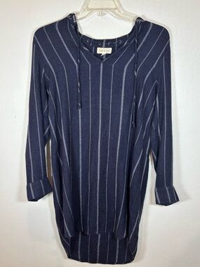 Cloth & Stone Anthropologie Dress Womens Versify Mini Tunic Striped Blue